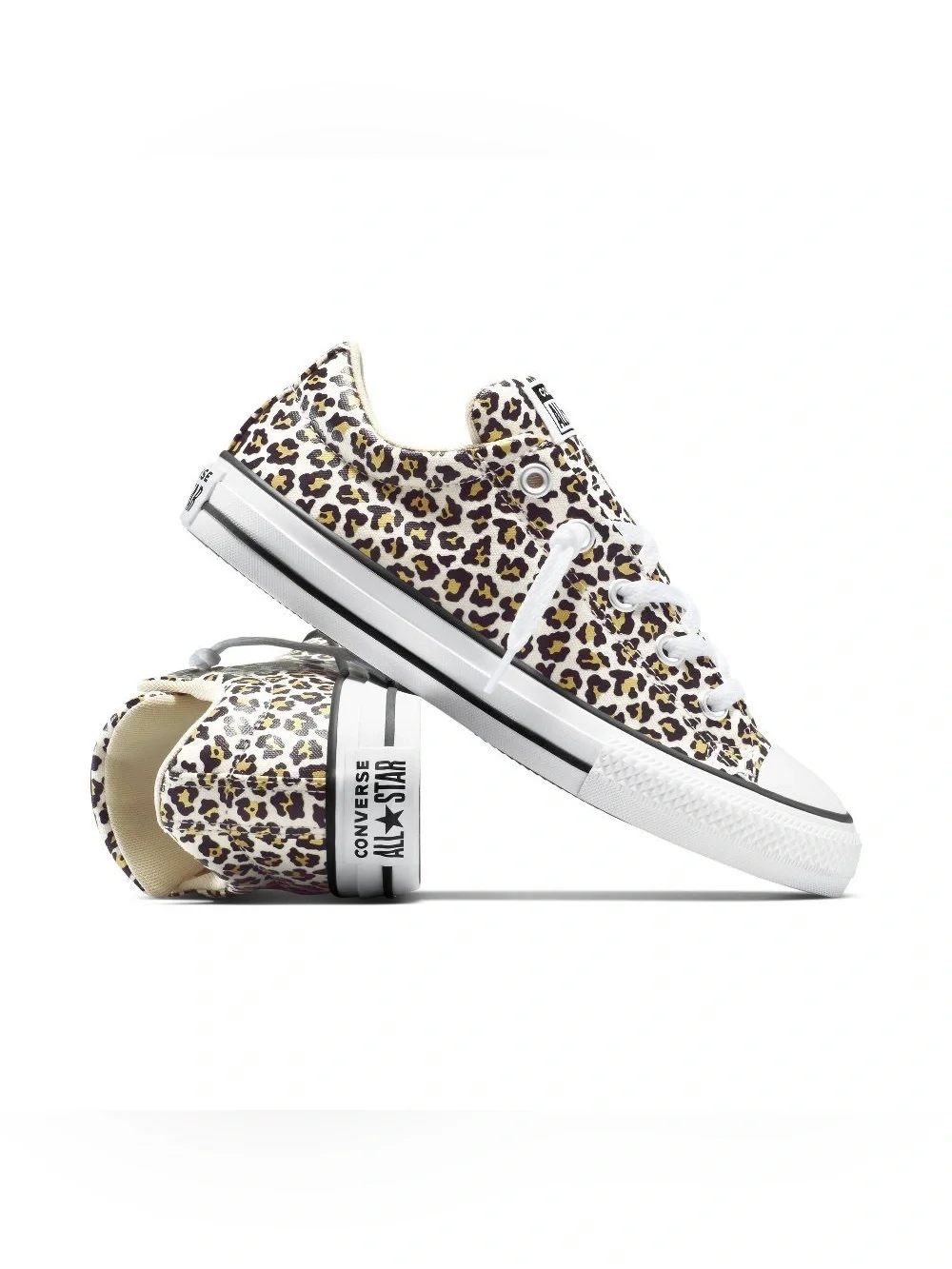 Converse Girls Size 3 animal print leopard slip on low top sneakers